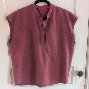 Figs Womens Scrub Top Dusty Rose Size L